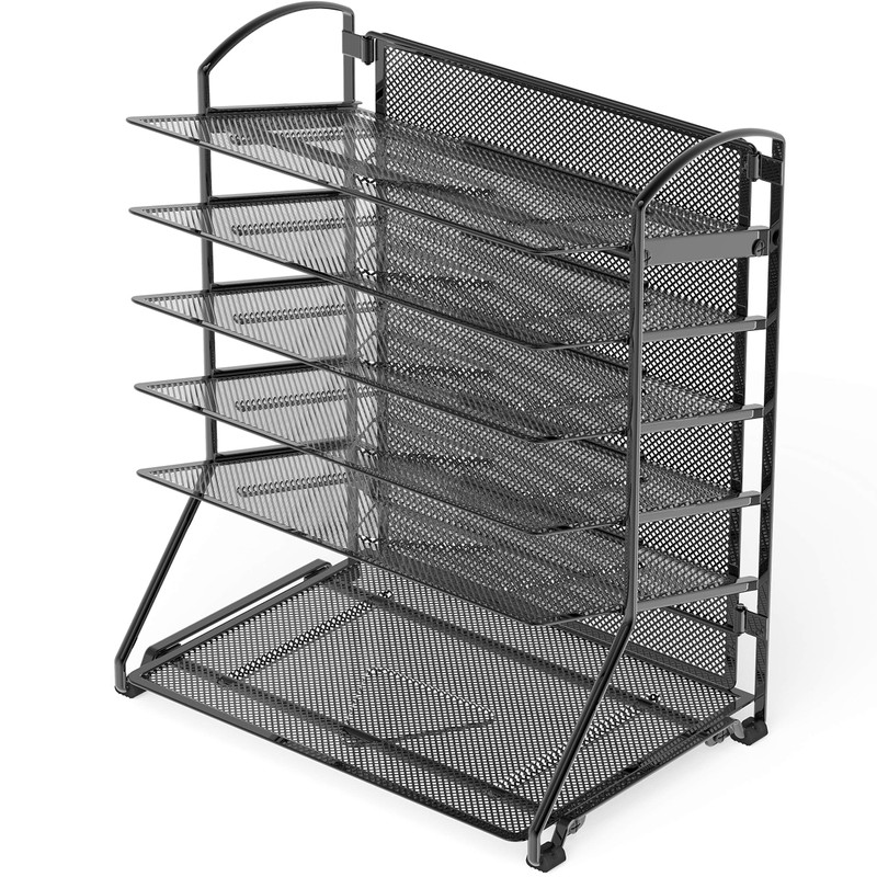 Simple Houseware 6-Tier Sliding File Organizer, Desk Letter Tray for