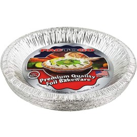 Pactogo Aluminum Foil Pie Pan (Actual Top-Out 9-5/8 Inches - Top-In 8-3/4 Inches - Vertical Depth 1-3/16 Inches) - Disposable Baking Tin Plates (Pack of 12)
