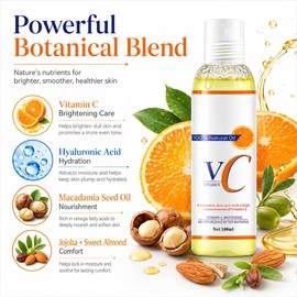 Vitamin C Oil For Skin, Brightening Vitamin C Body Oil for Women,Non Greasy Dry Skin Oil for Smooth, Even-Looking Skin, Day & Night Body Care,Fast Absorbing-100ml