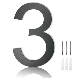 MOLVCE Stainless Steel Door Numbers, 8 inch Modern House Numbers, Floating House Signs for Outside, House Number Sign Screw On for Home, Address, Store, Font Arial, Anthracite Gray - Number 3