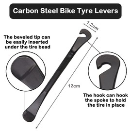 KASESSS 6 Pcs Tyre Levers for Bicycles, 3 Premium Carbon Steel Bike Tyre Levers, 3 Nylon Plastic Bicycle Tyre Levers, Portable Tyre Monkey Lever, Tyre Levers for Road or Mountain Bike Tyres(Black)