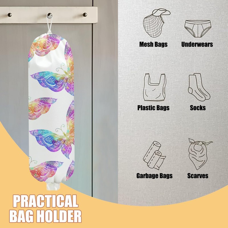 Butterfly Plastic Bag Holder, Wall Mount Grocery Bag Holder, Plastic