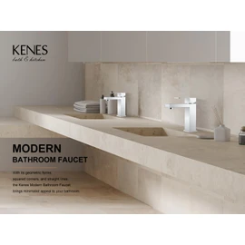 KENES Chrome Bathroom Faucet Single Handle Bathroom Sink Faucet Lavatory Vanity Faucet with Pop Up Drain & Water Supply Lines LJ-9031-5