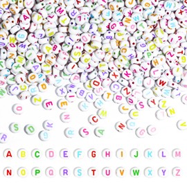 Letter Beads for Bracelets, Beads Letters, Bracelets Make Yourself, Threading Beads Set for Jewellery Making, DIY, Letter Beads for Bracelet Making Kit (White02)