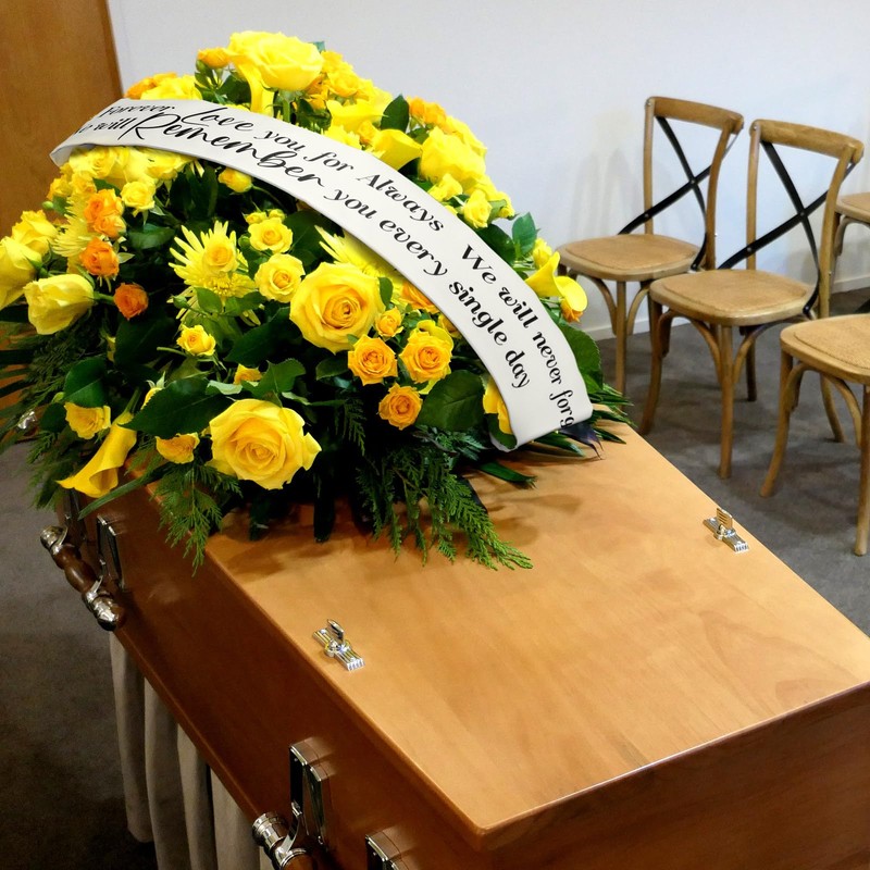 Funeral Wreath Sash, White, Love You for Always