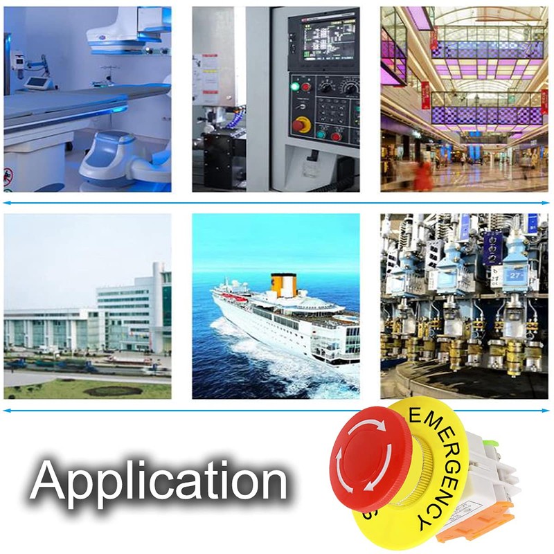 DKARDU 4PCS Emergency Stop Push Button Switch Latching 22mm Mounting