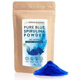 Spring Blossom 75G Blue Spirulina Powder 100% Natural Phycocyanin Vibrant Blue Colour Premium Quality Vegan Superfood Packed with Antioxidants, Protein, Vitamins & Amino Acids, Nutrient-Dense Immune System Booster