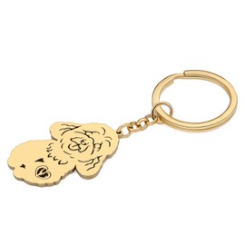 OUSIO Stainless Steel 18K Gold Plated Lovely Poodle Dog Keychain Charm Puppy Key Ring For Women Car Wallet Backpack Dog Gifts (Gold)