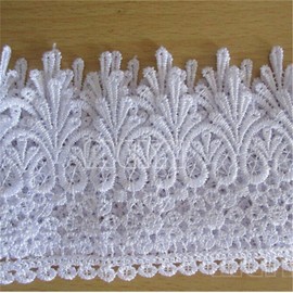 (Pure White) - 5 Yard 6 Colour Venice Floral Lace Edge Trim Vintage Ribbon 9cm Wide (Pure White)
