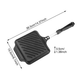 Restynic Non-Stick Double-Sided Grilled Sandwich Panini Maker Frying Pan with Ergonomic Handle - Perfect for Stovetop Use, Camping, and Everyday Cooking
