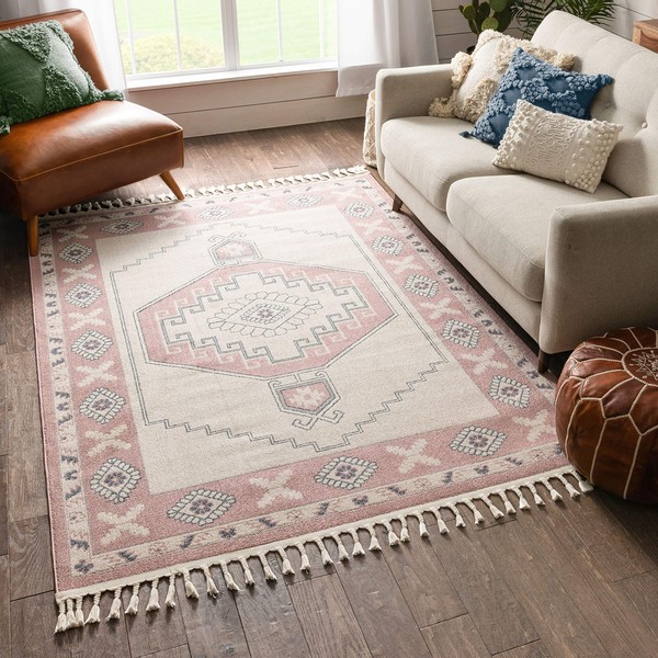 Well Woven Kendre Blush Tribal Medallion (5'3" x 7'3") Area Rug