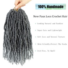 Faux Locs Crochet Hair For Women Soft Locs 24 Inch 7 Packs Crochet Faux Locs For Butterfly Locs Crochet Hair Pre Looped Curly Wavy Goddess Locs(1B/Grey)