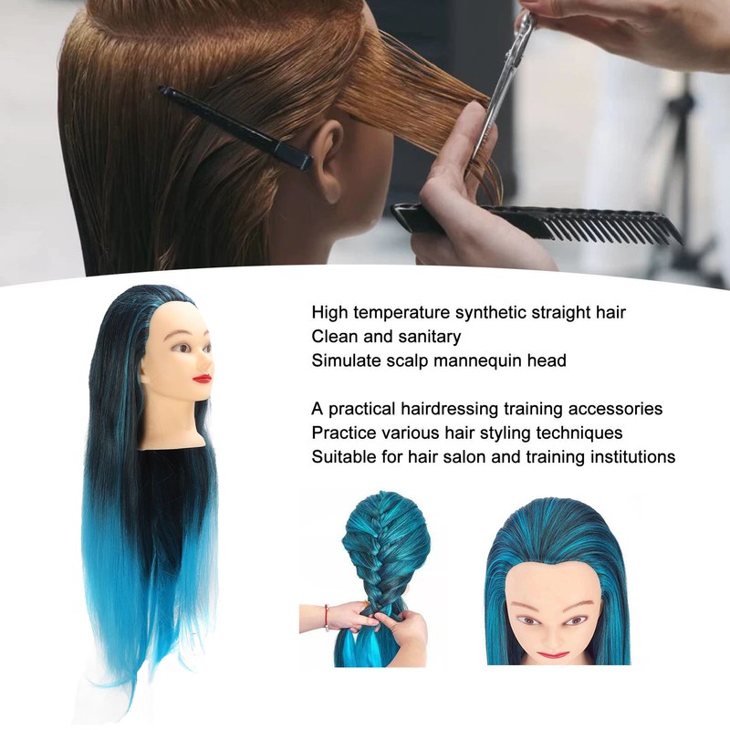 Hair Mannequin Head Colorful Hair Braiding Practice Hairdressing Mannequin Head