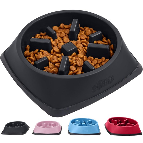Gorilla Grip Slow Feeder Dog and Cat Bowls, Interactive Puzzle