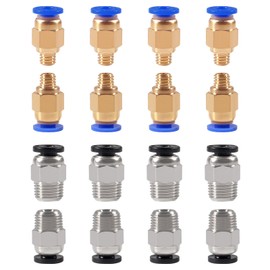 AIDOMAK 8 Pcs PC4-M6 Pneumatic Fitting and 8 Pcs PC4-M10 Pneumatic Fitting for Creality Ender 3, Ender 3 Pro, Ender 3 V2, Ender 5, Ender 5 Pro, CR-10, CR-10S, and Other Bowden Extruder 3D Printer