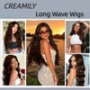 Creamily 24 Inch Black Ombre Wigs in Burgundy Red for