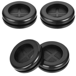 4 Black Round Double Sided Electrical Rubber Grommets for Wire Protection Mounting (38mm)
