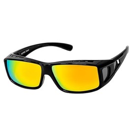 Put Over Sunglasses Fit Over Glasses, Polarized 100% UV Protection Wrap-around Sunglasses for Men & Women Driving (Orange Lens)