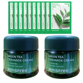 Innisfree Green Tea Ceramide Cream 50mlx2 + 10 additional Green Tea Masks / 이니스프리 그린티 세라마이드 크림 50mlx2개+그린티마스크 10매추가