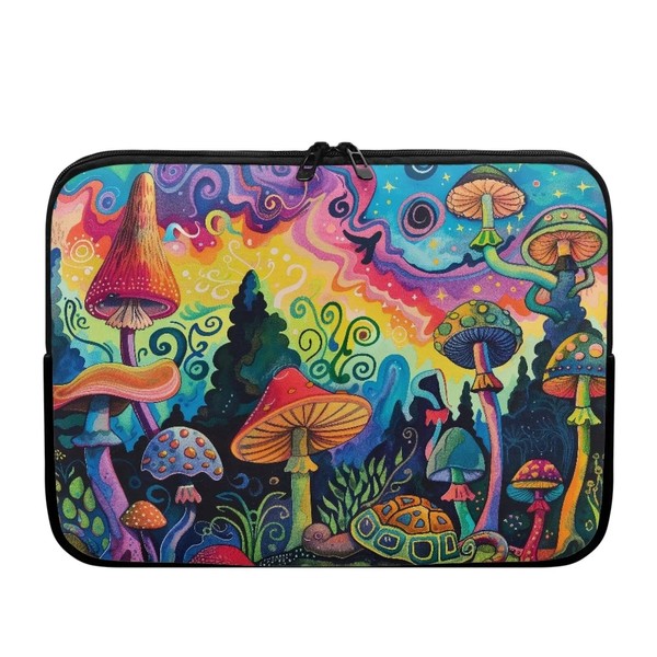 TSOVTHRID Cartoon Rainbow Mushroom Forest Laptop Sleeves Compatible with 10-17