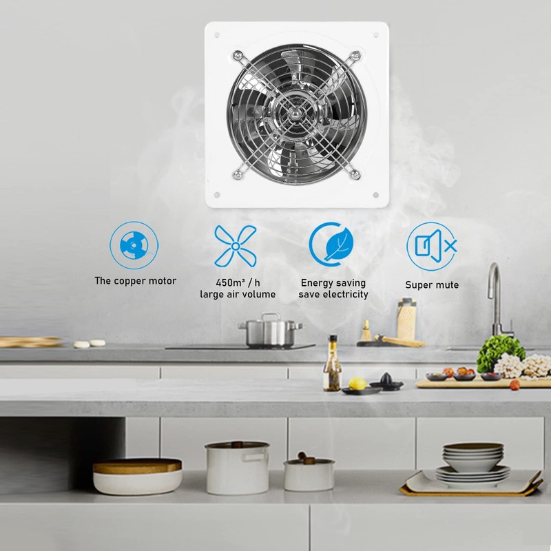 Fepinc Exhaust Fan with Plug, 8 inch 735CFM Through-the-Wall Extractor