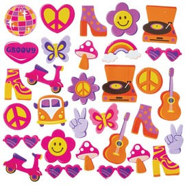 Baker Ross FN570 Groovy Foam Stickers - Pack of 120, Stickers for Kids Arts and Crafts