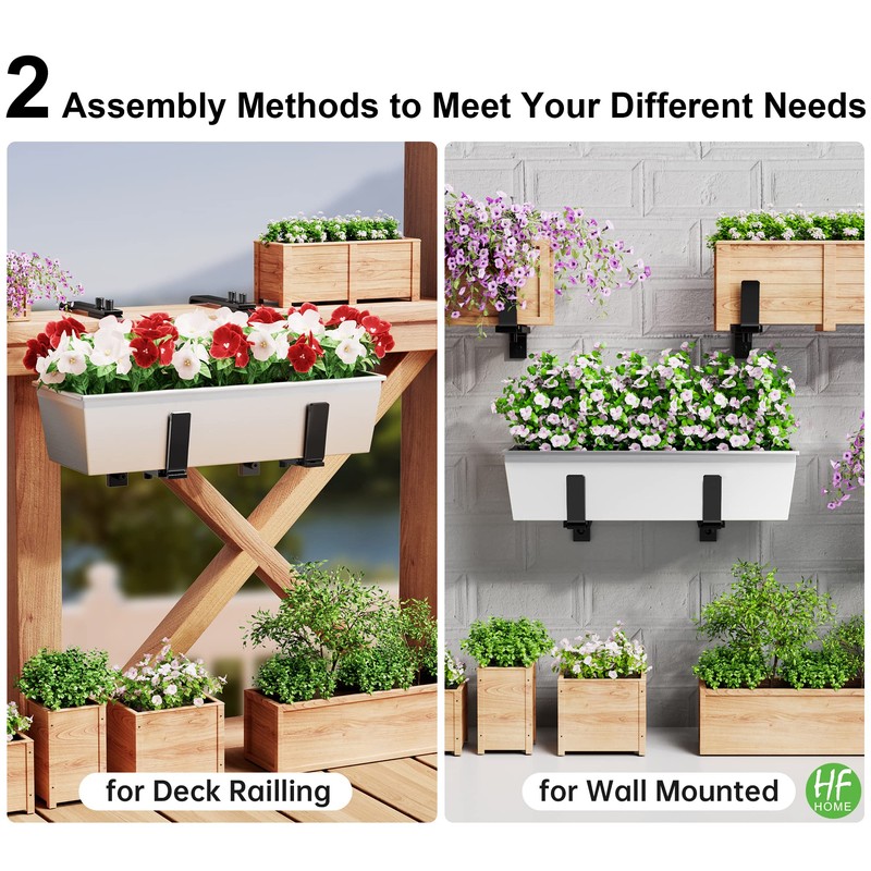 HFHOME 6PCS Adjustable Planter Box Brackets, Brackets for Window Boxes