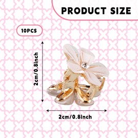 Bojueshaw 10PCS Sweet Mini Floral Hair Clips for Women,Small Non-Slip Claw Clips,Cute Hair Accessories for Girls,Daily Use,Parties,Weddings(White)