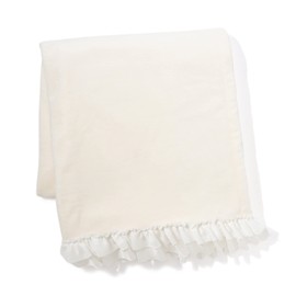Francfranc Satin Ruffle Throw Throw 150x80cm Ivory