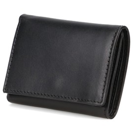 Retry Trifold Men's Mini Wallet, Slim, Genuine Leather, Compact, Large Capacity, Italian Leather, Thin Coin Purse, Bill Holder, Gift, Black