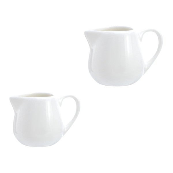 (S+l) - CHOOLD 2pcs Mini Classic Pure White Ceramic Creamer with Handle,Small Coffee Milk Creamer Pitcher(60ml100ml)