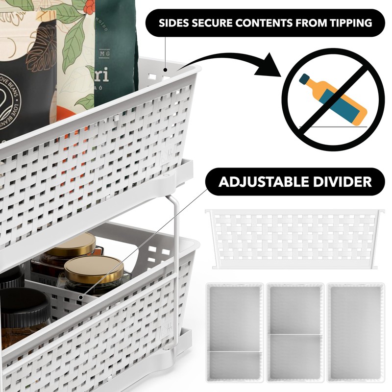 Simple Houseware 2 Tier Bathroom Organizer Tray Pull-Out Sliding Drawer,