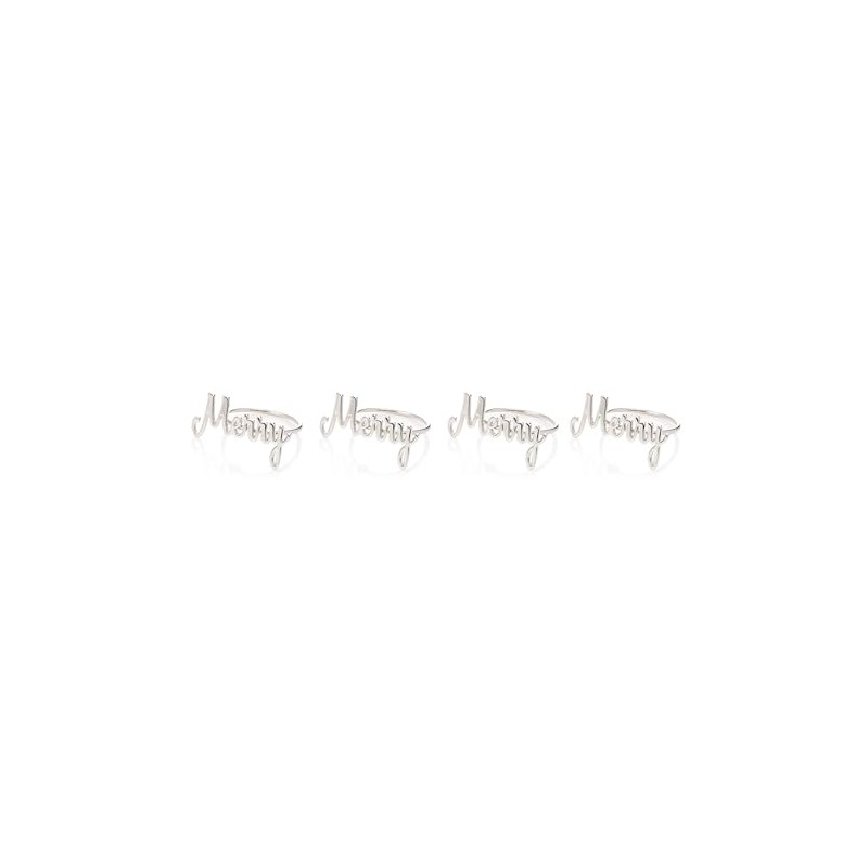 Premier Decorarions Pack of 4 Silver Metal Merry Christmas Napkin