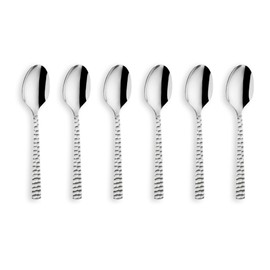 Amefa Felicity Coffee Spoons Set of 6, High-Quality Small Spoons, Hammered Tea Spoon in Hammered Design, 18/0 Coffee Spoon, Stainless Steel, Dishwasher Safe