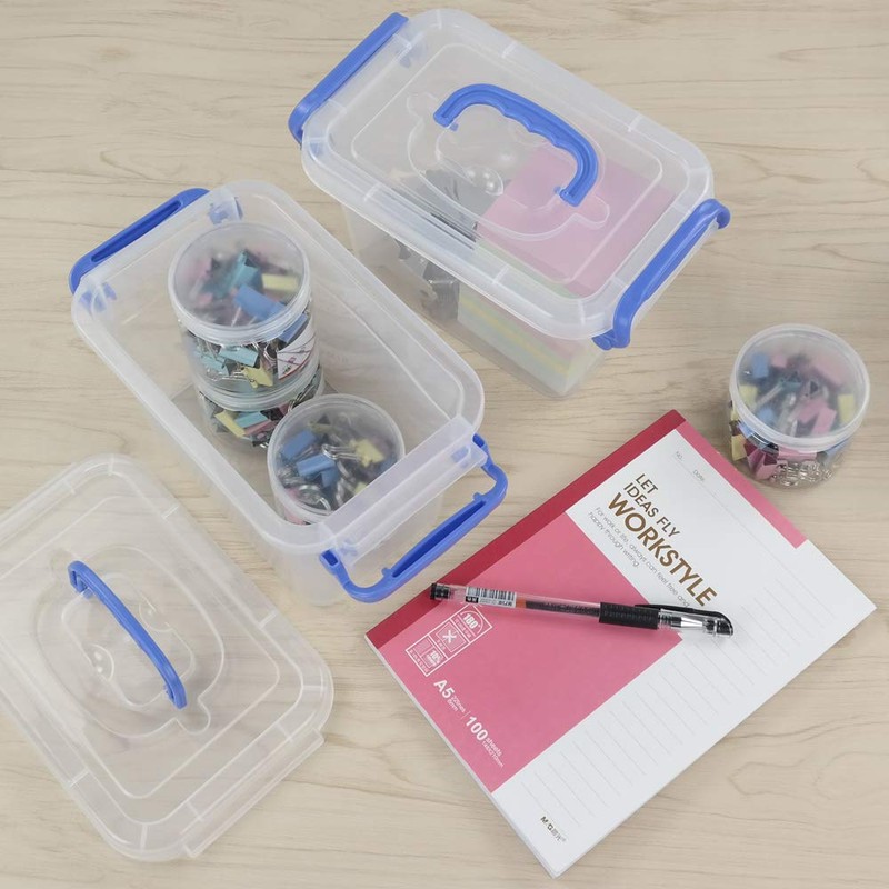 Eudokky Mini Storage Boxes with Lids, 1.8 L Plastic Transparent