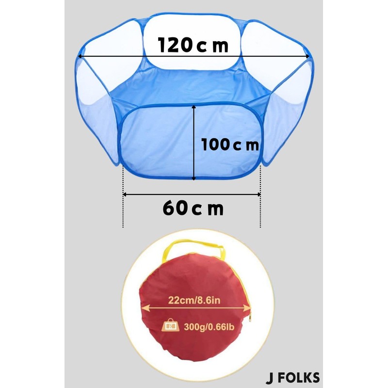 JFOLKS Pet Circle, Foldable, For Small Animals, Breathable, Mesh Material,