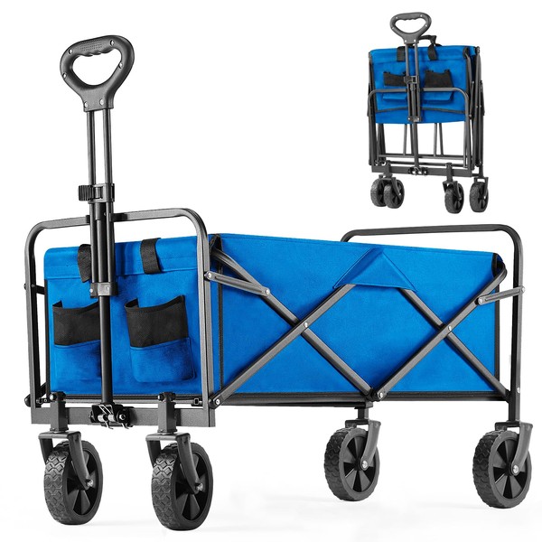 Collapsible Wagon Cart, 360lbs Heavy Duty Foldable Wagon with All-Terrain