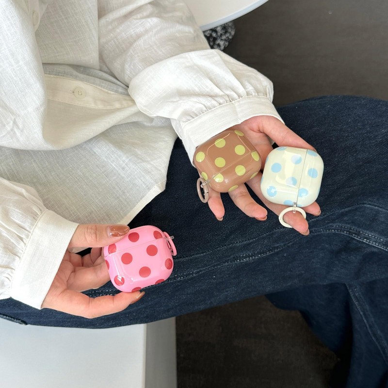 Cute Aesthetic Yellow Polka Dot Pattern case for AirPods 1/2