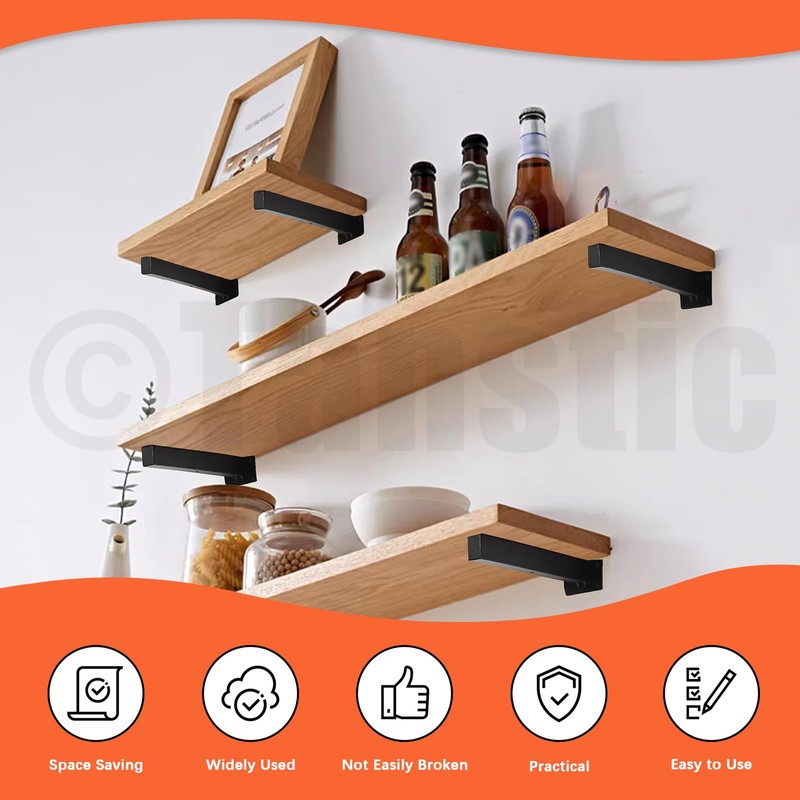 Tanstic 4-Pack 8 Inch Shelf Brackets, Heavy Duty Floating Shelf