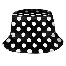 Black White Polka Dot Bucket Hat Packable Breathable Sun Hats for Women Men Teens Unisex Summer Travel Beach Fisherman Cap