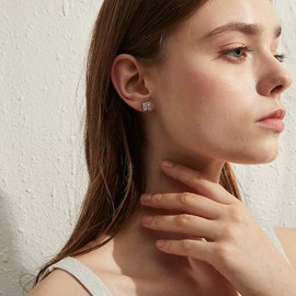 Miaofu 18K White Gold Plated Simulated Diamond Screw Stud Earrings S925 Sterling Silver AAAAA Cubic Zirconia Stud Earrings 4 mm - 8 mm Fine Jewellery for Men and Women, 5 mm, Silver, Cubic Zirconia