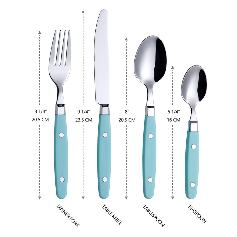 ANNOVA Silverware Set Stainless Steel Cutlery Color Handle With Rivet/Retro