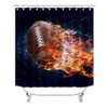 Jayden&Madge 4PCS/Set Fantasy Burning American Football Fabric Shower Curtain, Creative