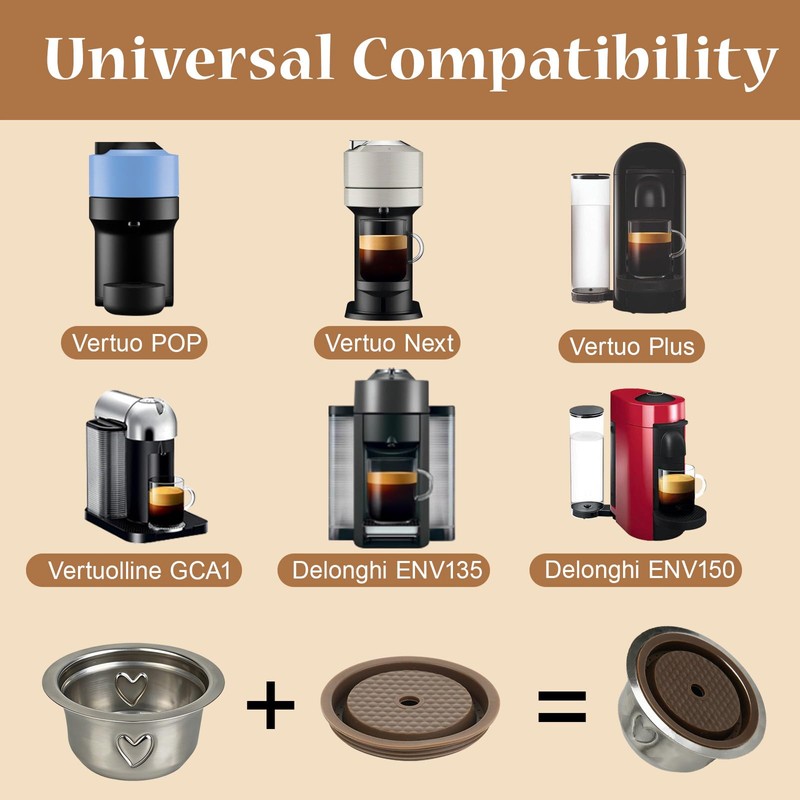 Reusable Coffee Pods Kit, 80ml Stainless Steel Coffee Capsule with