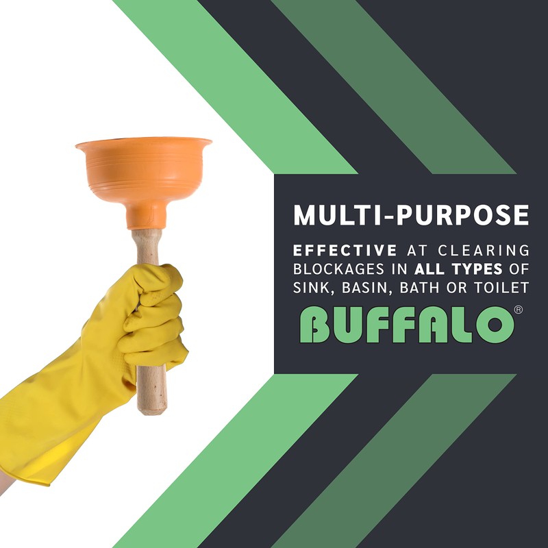 Buffalo - Premium Orange Cup Drain Plunger - Heavy Duty