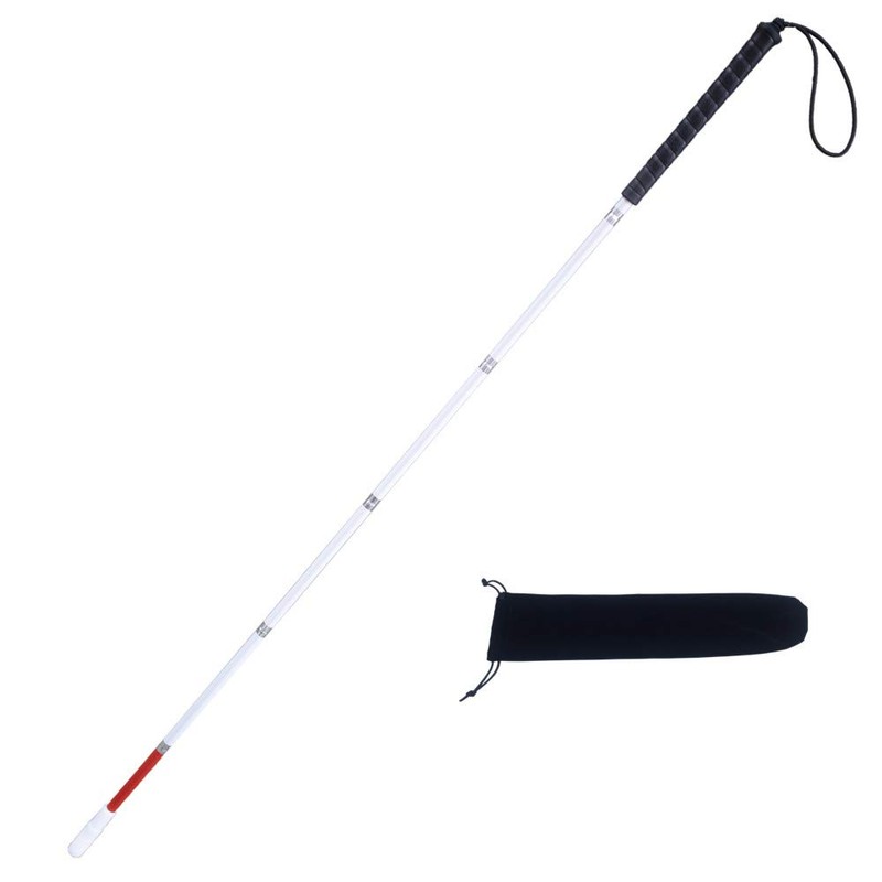 White Cane, Aluminum Folding Cane for the Blind,Folds Down 6