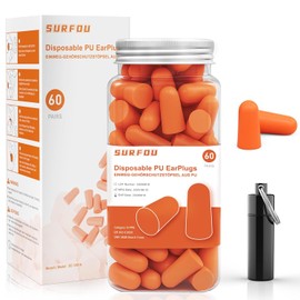SURFOU Ear Plugs for Sleeping 60 Pairs, Noise Reduction 38 dB, Reusable & Environmentally Friendly, Comfortable Fit for Side Sleepers, Ideal for Travel, Home & Study, Orange