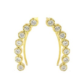 Hdiamonds 3/4 CTTW Sterling Silver Created White Sapphire Earring Climbers