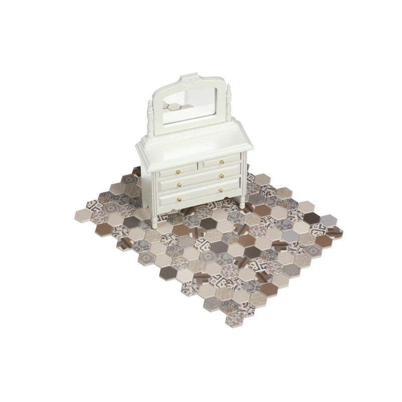 240 pcs, Dollhouse Flooring, 1:12 Scale Doll House Hexagonal Tiles,