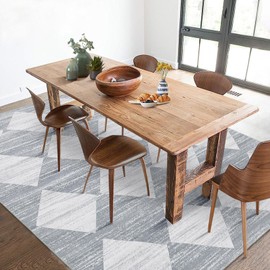 LUXLOOM Washable Rug 5x7 Moroccan Trellis Area Rugs for Living Room Non-Slip Backing Stain-Resistant Indoor Carpet Minimalist Lattice Printed Low Pile Rug for Bedroom Dining Room Under Table Grey